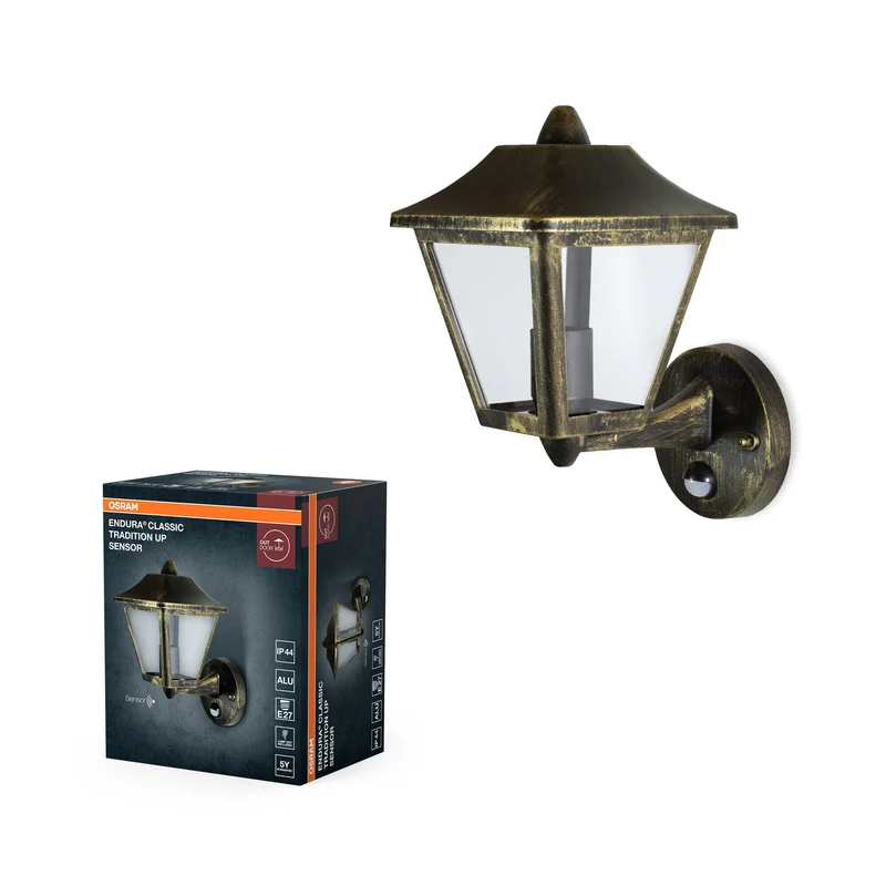 OSRAM Applique murale ENDURA Sensor, noir-or, IP44