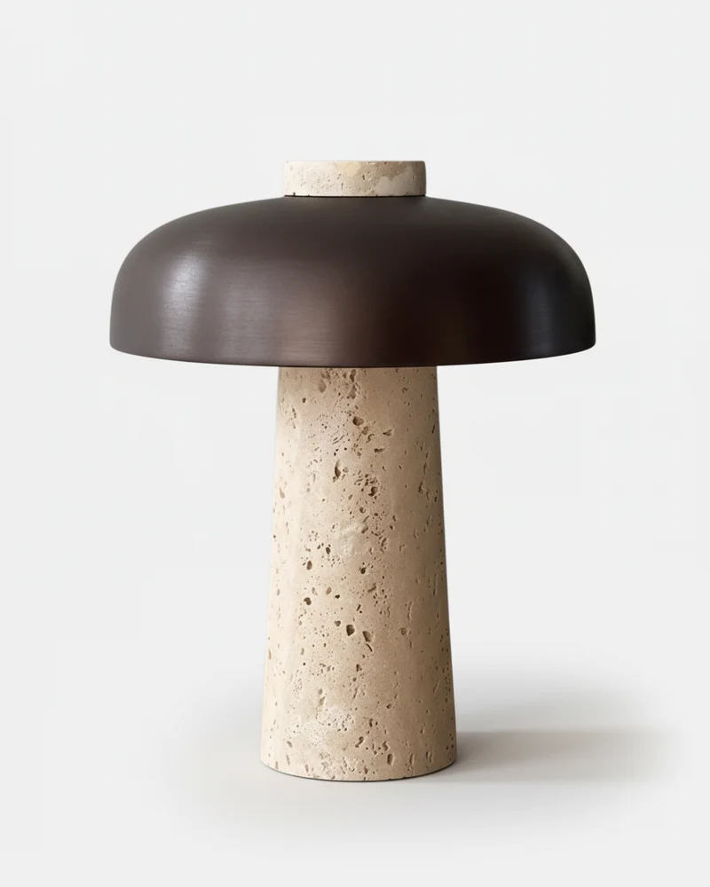 SAGAR — Lampe de Table en Travertin, Tactile pour Salon et Bureau