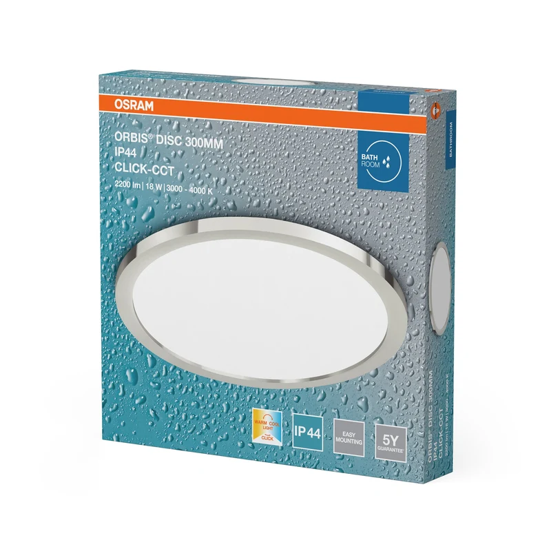 OSRAM ORBIS DISC Luminaire de salle de bain, chrome, 18W, 2200lm
