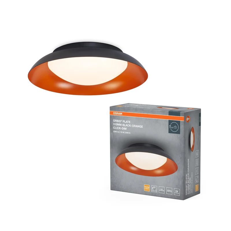 OSRAM ORBIS Plate Plafonnier 19W 310mm noir/orange