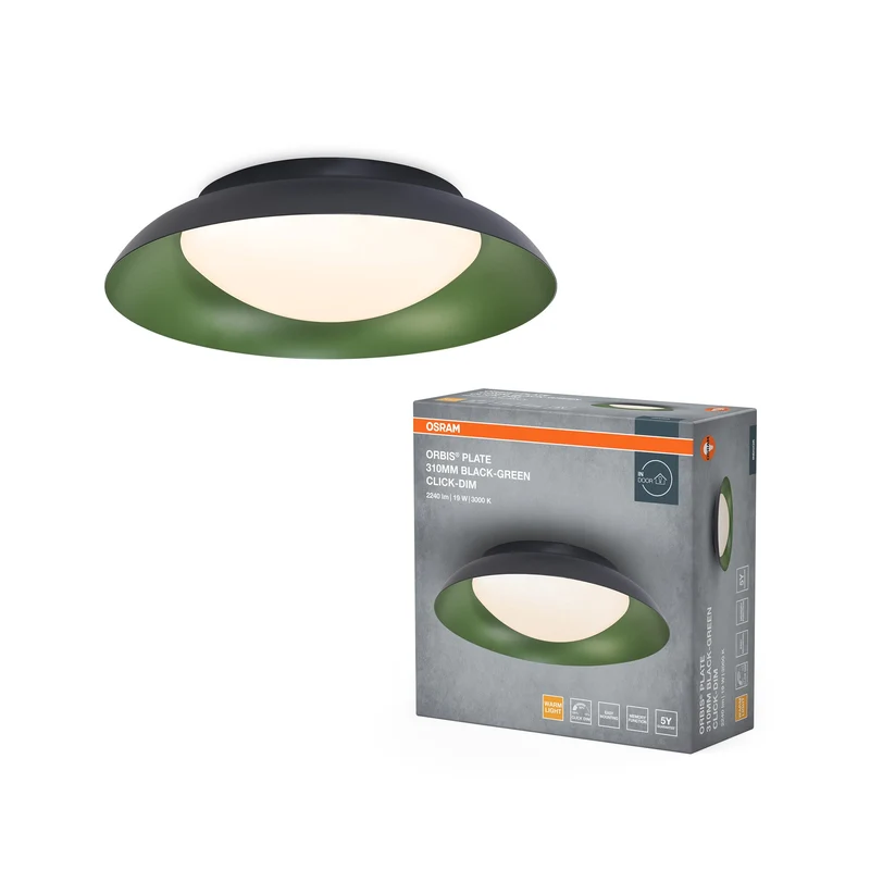 OSRAM ORBIS Plate Plafonnier 19W 310mm noir/vert