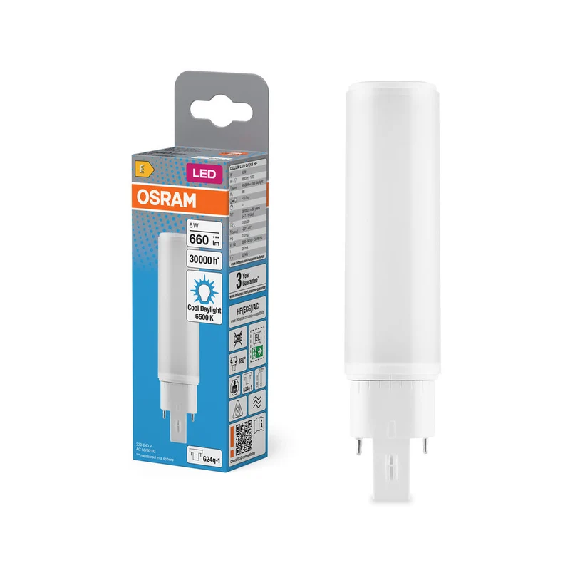 OSRAM DULUX LED D/E HF & ALIMENTATION SECTEUR 6W 865 G24Q-1
