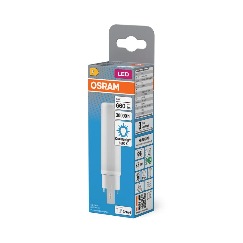 OSRAM DULUX LED D/E HF & ALIMENTATION SECTEUR 6W 865 G24Q-1