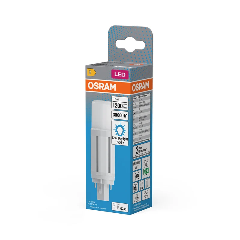 OSRAM DULUX LED D VT EM & ALIMENTATION SECTEUR 9.5W 865 G24D