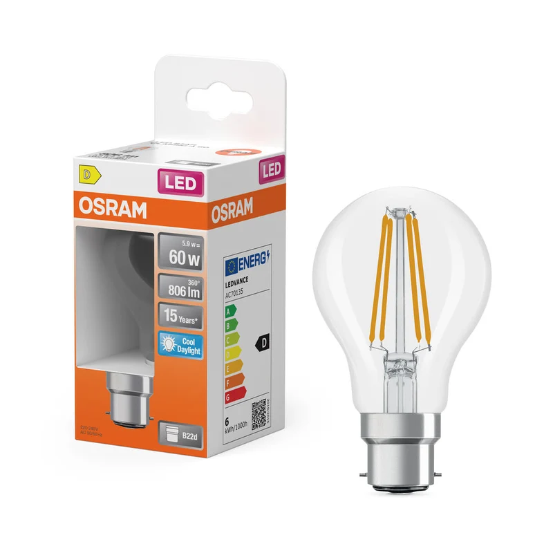Rétrofit LED CLASSIC A 5.9W 865 Clair B22d