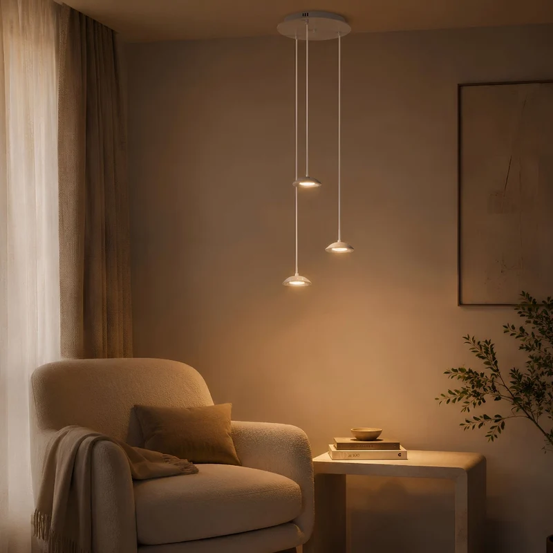 s.luce Santa Air LED Esszimmer-Pendelleuchte 3-flammig Ø 40cm Baldachin