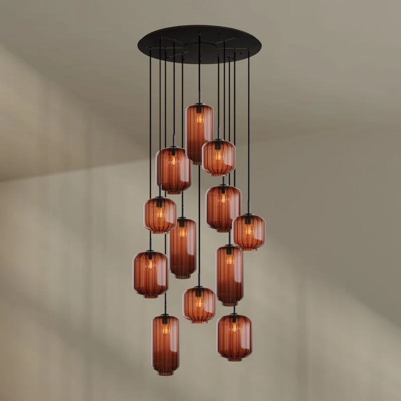 s.luce Velo Galerielampe 12-flammig Ø 80cm Baldachin Ø 18/20/25cm