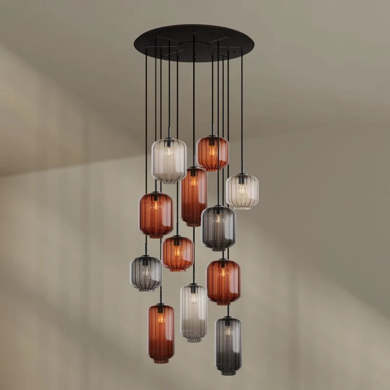 s.luce Velo Galerielampe 12-flammig Ø 80cm Baldachin Ø 18/20/25cm