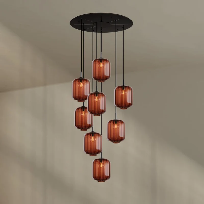 s.luce Velo 8-flammige Galerielampe Ø 80cm Baldachin Ø 25cm