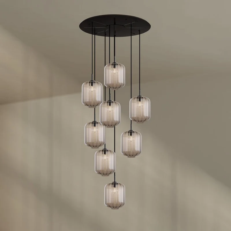 s.luce Velo 8-flammige Galerielampe Ø 80cm Baldachin Ø 25cm