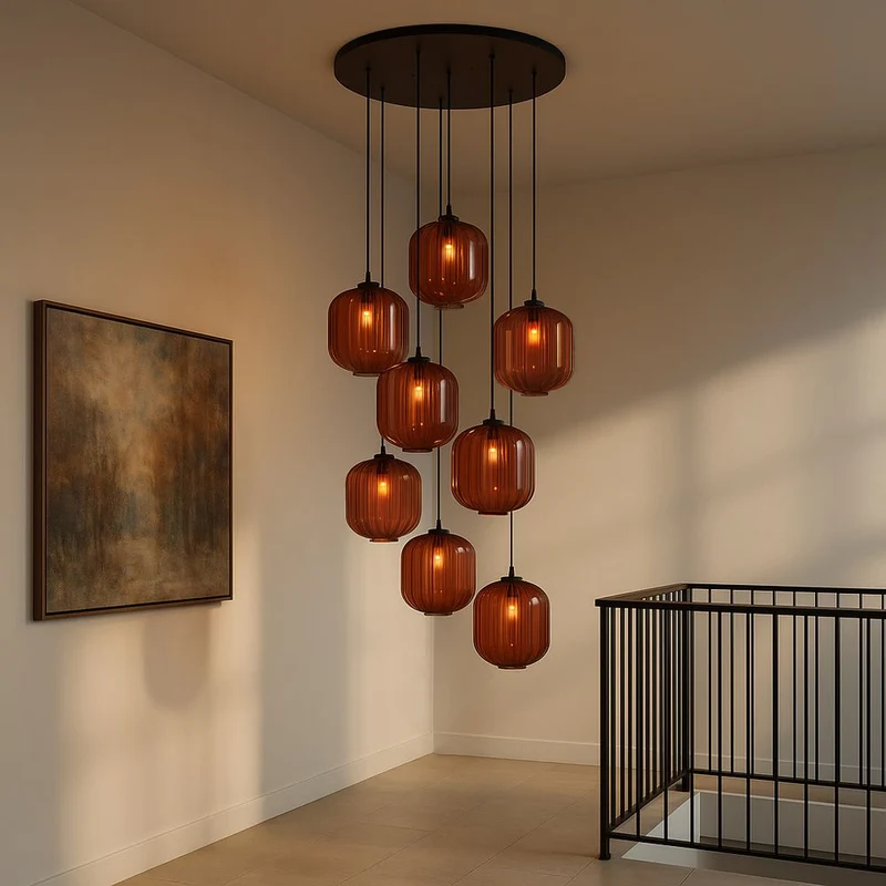s.luce Velo 8-flammige Galerielampe Ø 80cm Baldachin Ø 25cm
