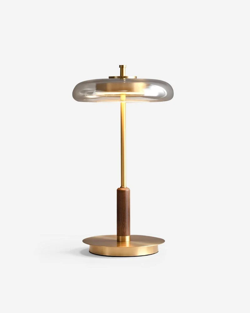 TOCRIS — Lampe de Table en Laiton et Bois pour Salon et Bureau