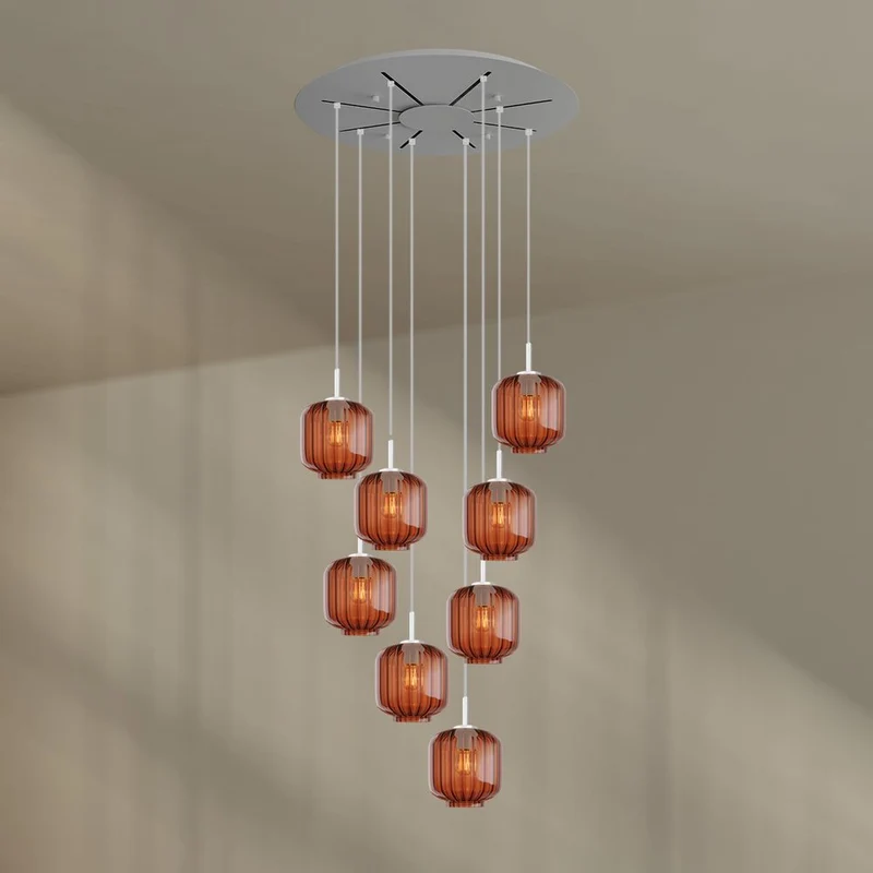 s.luce Velo Galerielampe 8-flammig Ø 80cm Baldachin Ø 20cm