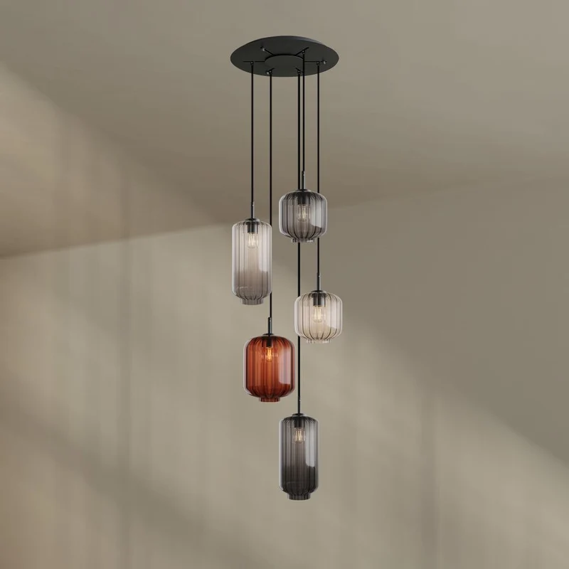 s.luce Velo Galerielampe 5-flammig Ø 60cm Baldachin Ø 18/20/25cm