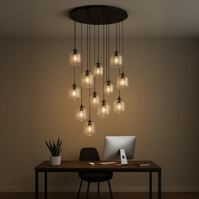 s.luce Velo 12-flammige Galerieleuchte Ø 80cm Baldachin Ø 20cm