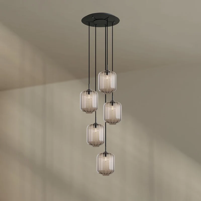 s.luce Velo Galerie-Hängelampe 5-flammig Ø 60cm Baldachin Ø 25cm