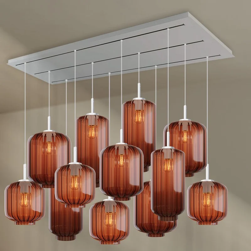 s.luce Velo Esszimmerlampe 12-flammig 200cm 3-reihig Ø 18/20/25cm