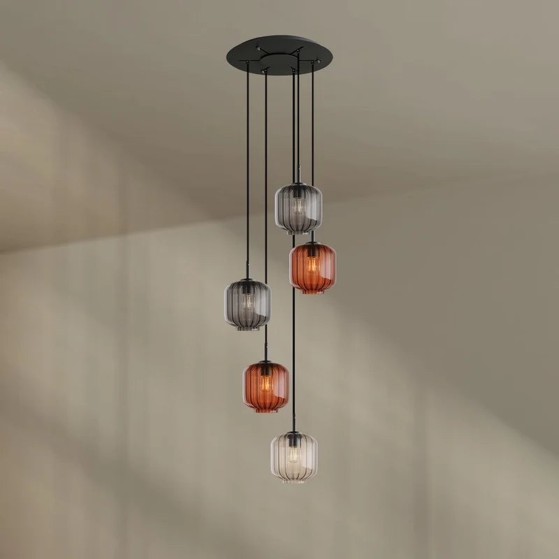 s.luce Velo 5-flammige Galerieleuchte Ø 60cm Baldachin Ø 20cm