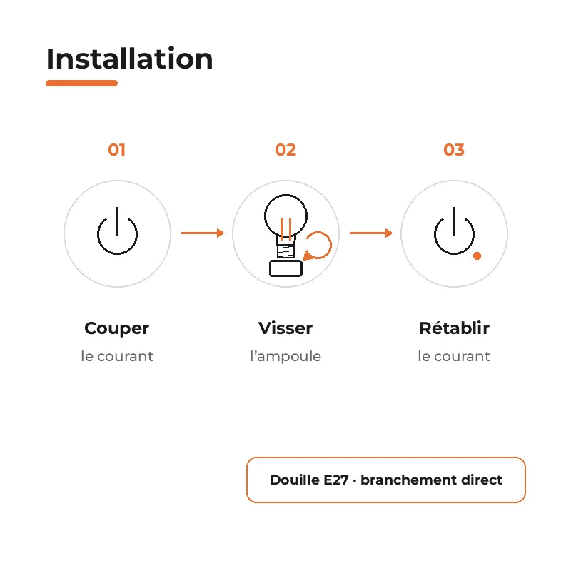 Ampoule LED Filament Dimmable E27 8W Ambrée G95 - Pack de 10