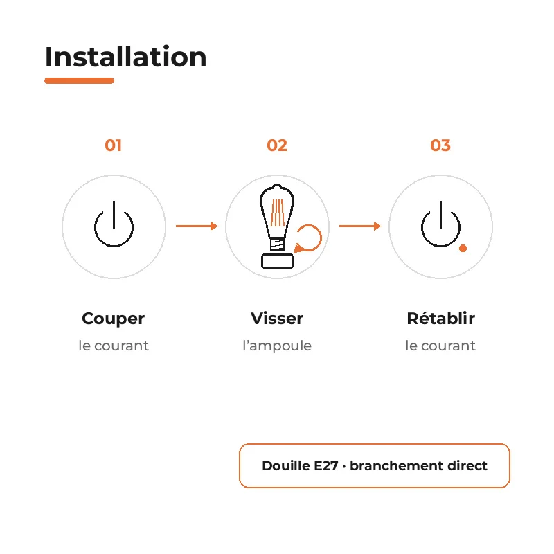 Ampoule LED Filament E27 8W Ambrée ST64 - Pack de 10