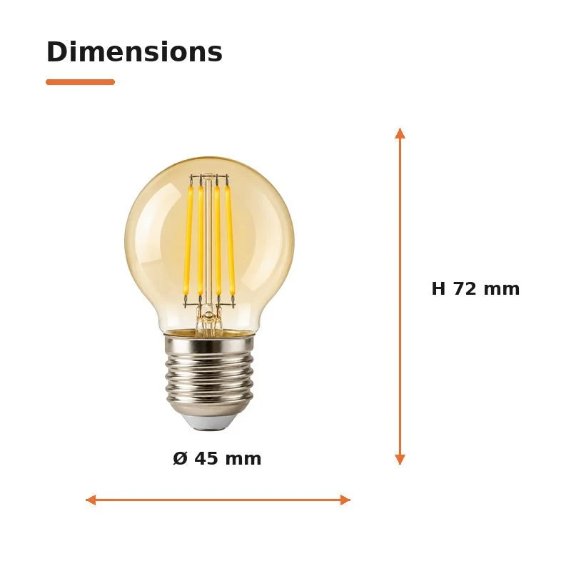 Ampoule LED Filament E27 4W Ambrée G45