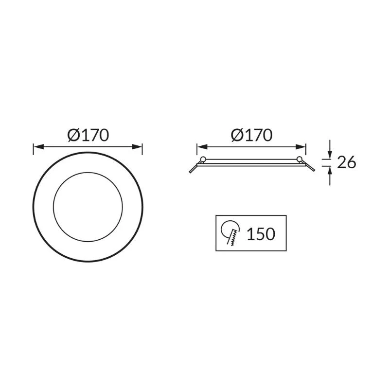 Spot LED Extra Plat Rond 18W Noir CCT IP54 Ø170mm - 2800K/4200K/6200K