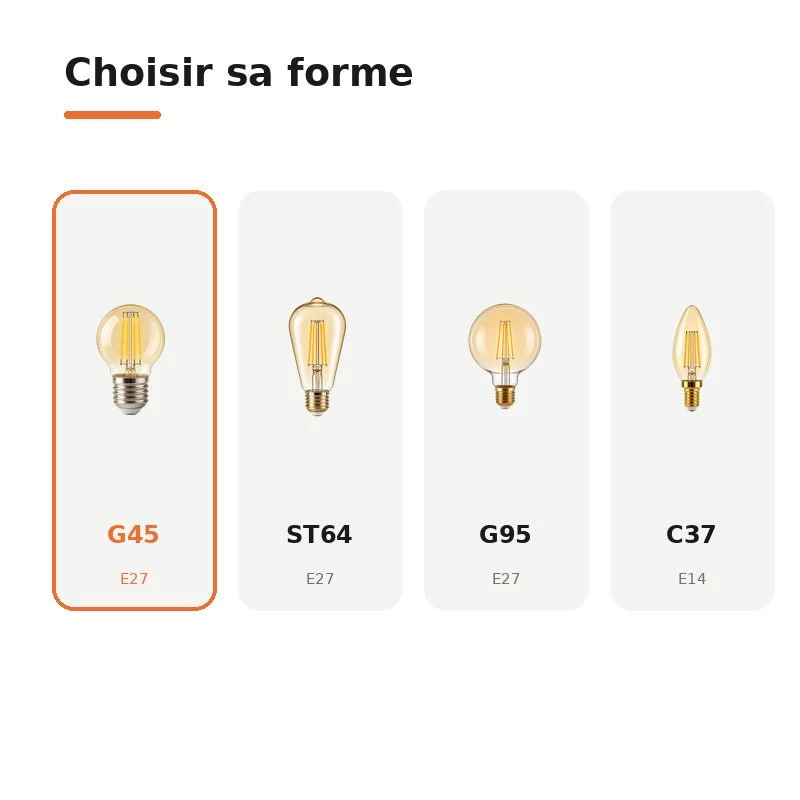 Ampoule LED Filament E27 4W Ambrée G45