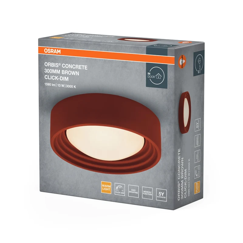 OSRAM ORBIS Concrete Plafonnier 300mm 13W 800lm marron
