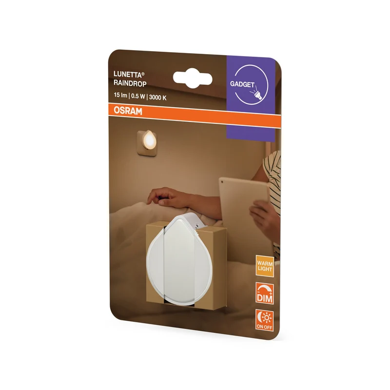 Veilleuse OSRAM LUNETTA RAINDROP avec capteur, 0,5W, 15lm