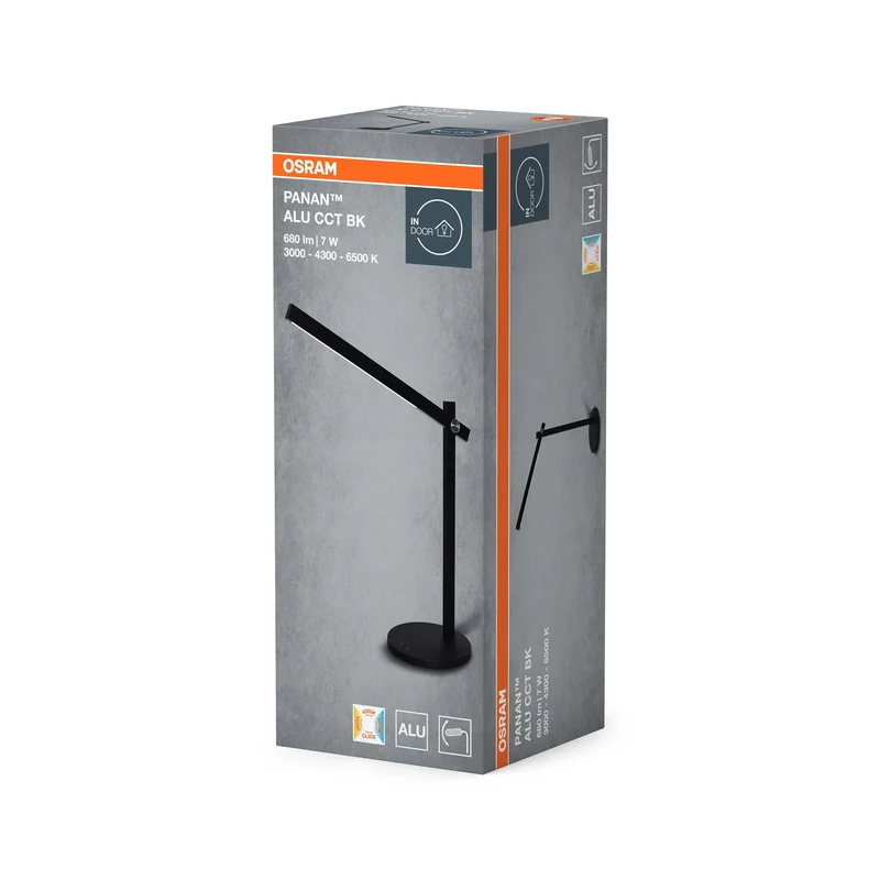 Lampe à poser OSRAM Panan Alu, noir, aluminium, dimmable