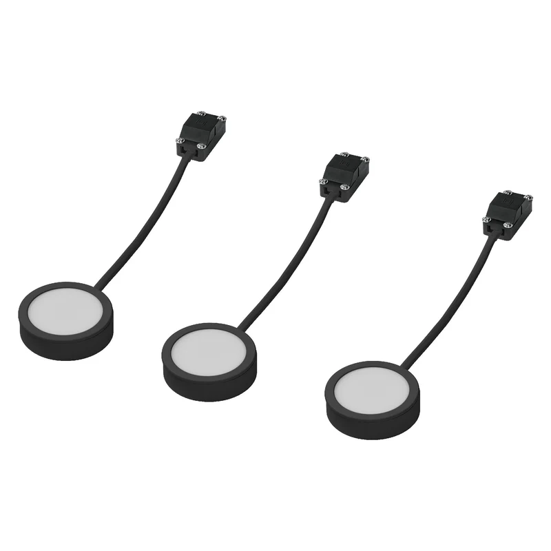 OSRAM Spot sous-meuble rond 65mm lot de 3 noir