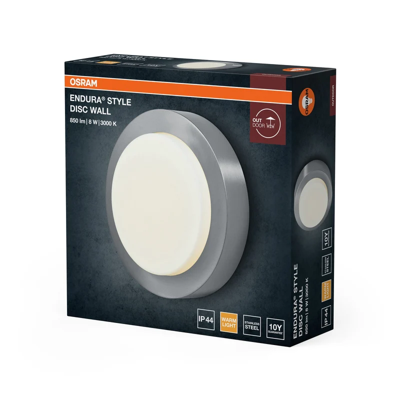 OSRAM ENDURA STYLE DISC Applique murale extérieure acier inoxydable 8W