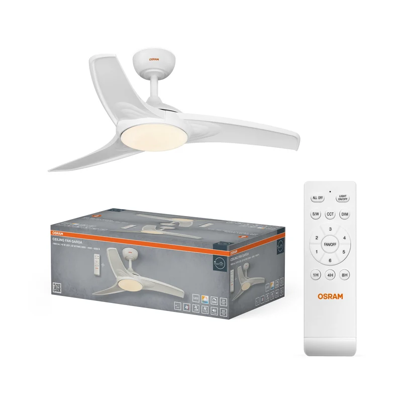 Ventilateur de plafond LED OSRAM Garoa, blanc, 1065 mm, 40 W, 1100 lm, CCT