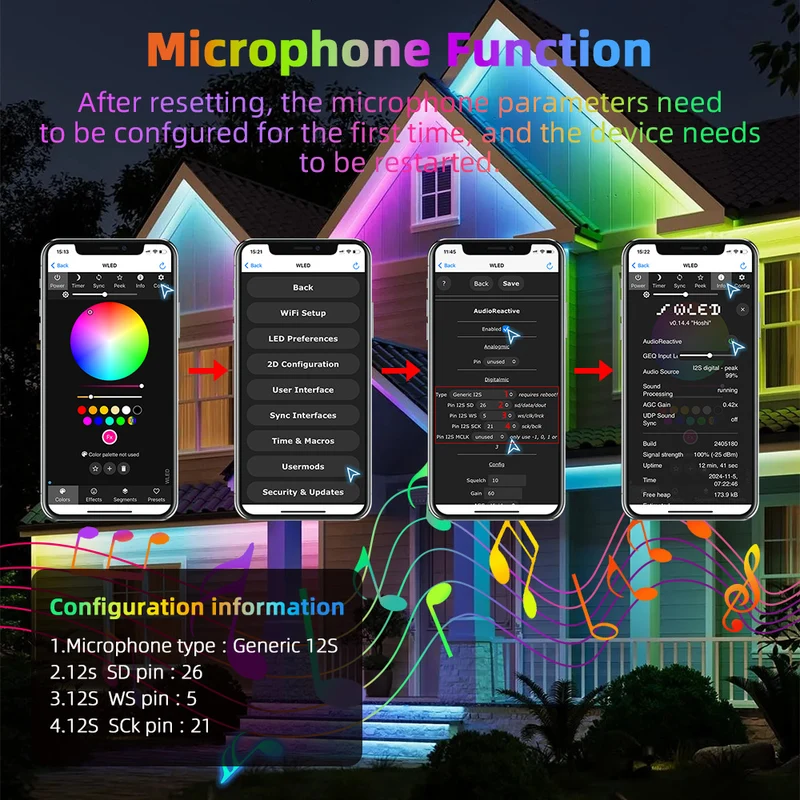 ESP32 WLED IP65 Waterproof Addressable LED Strip Controller | 5V/12V/24V | Single 15A / Dual 20A Output | Music Mic | Home Assistant & Alexa Compatible