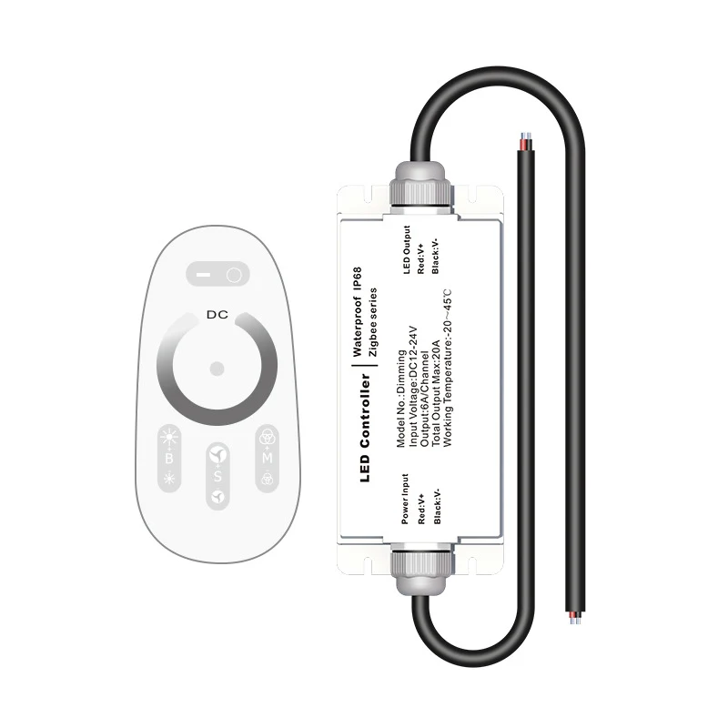 IP68 Waterproof Wireless LED Strip Controller DC 12–24V, 6A/Channel, Single Color, CCT, RGB, RGBW & RGB+CCT Options with Remote & Music Modes