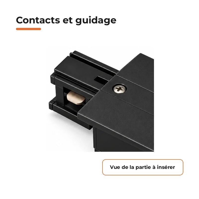Connecteur d'Alimentation pour Rail Encastrable Monophasé Noir