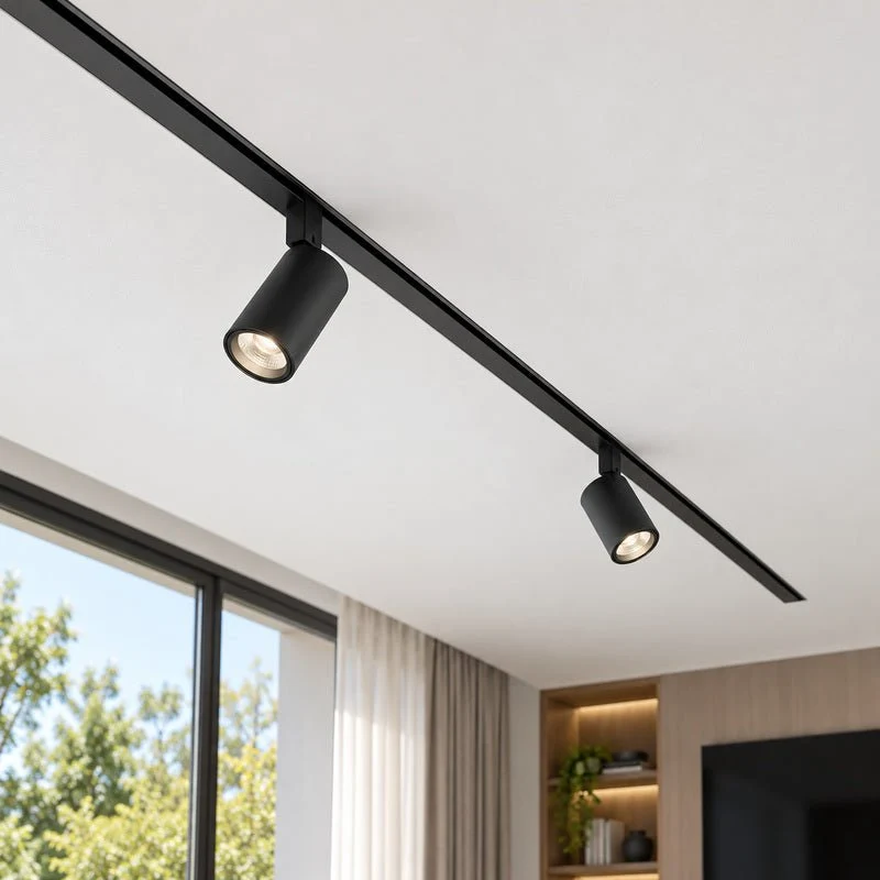 Rail Encastrable Triphasé 1m Noir