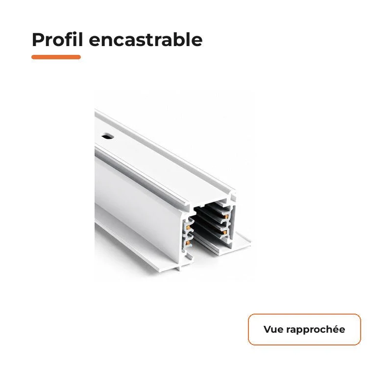 Rail Encastrable Triphasé 1m Blanc