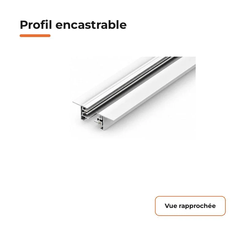 Rail Encastrable Monophasé Plat 2m Blanc