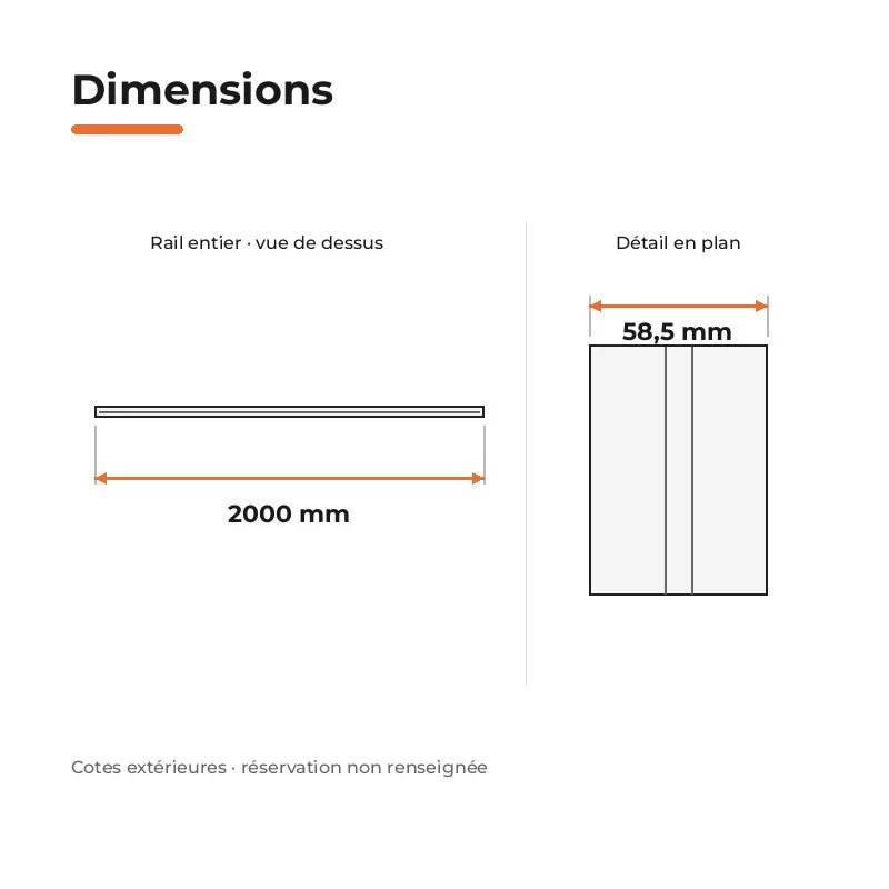 Rail Encastrable Monophasé Plat 2m Blanc