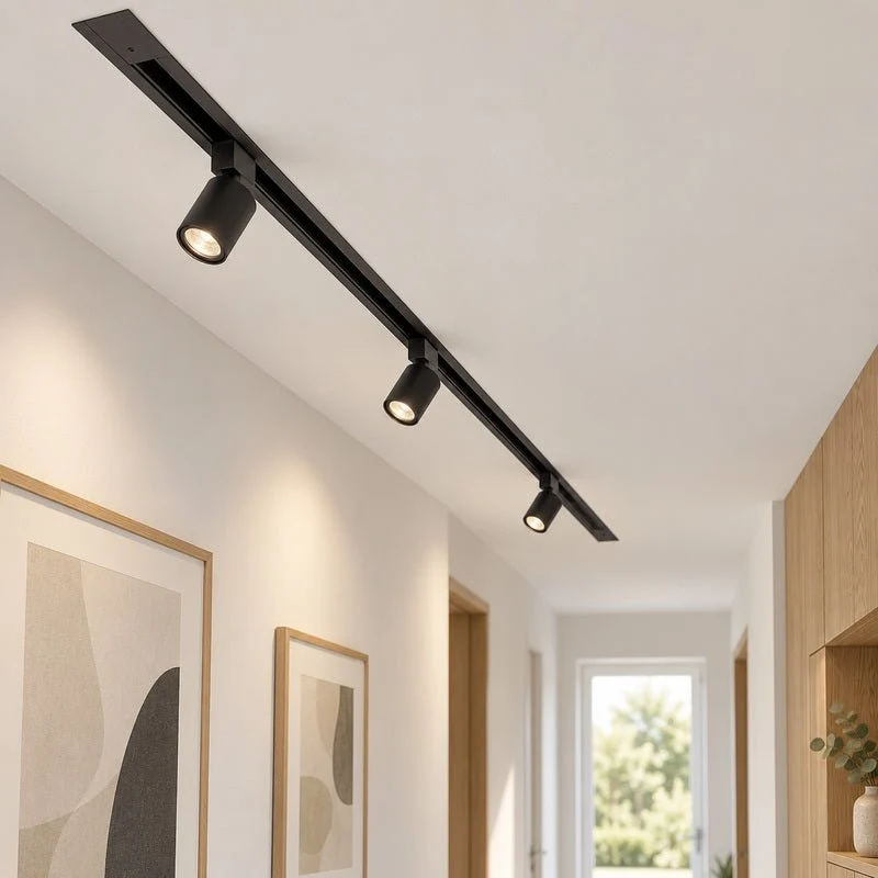 Rail Encastrable Monophasé Plat 2m Noir