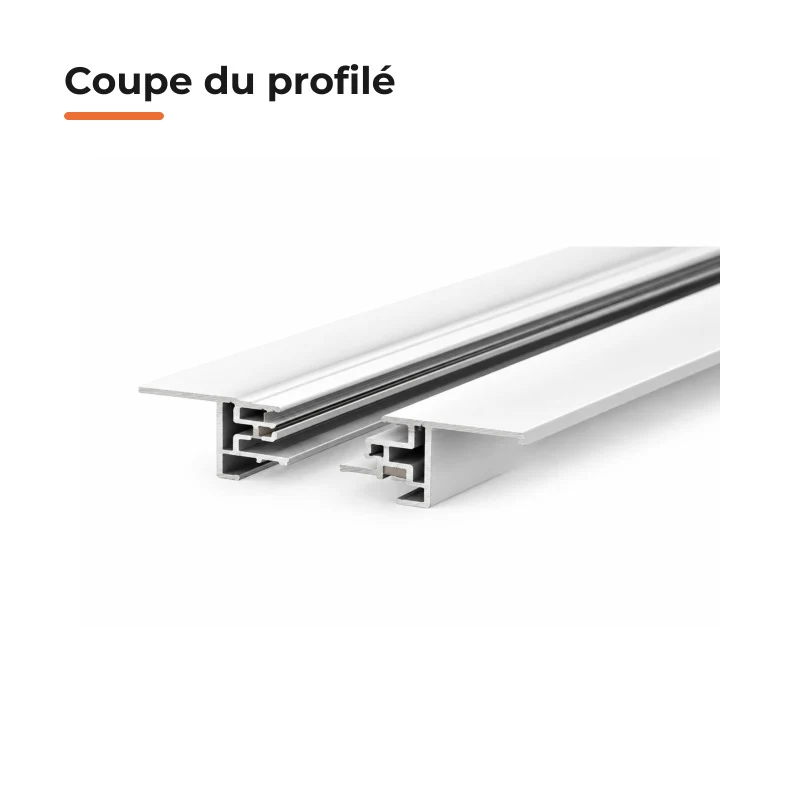 Rail Encastrable Monophasé Plat 1m Blanc