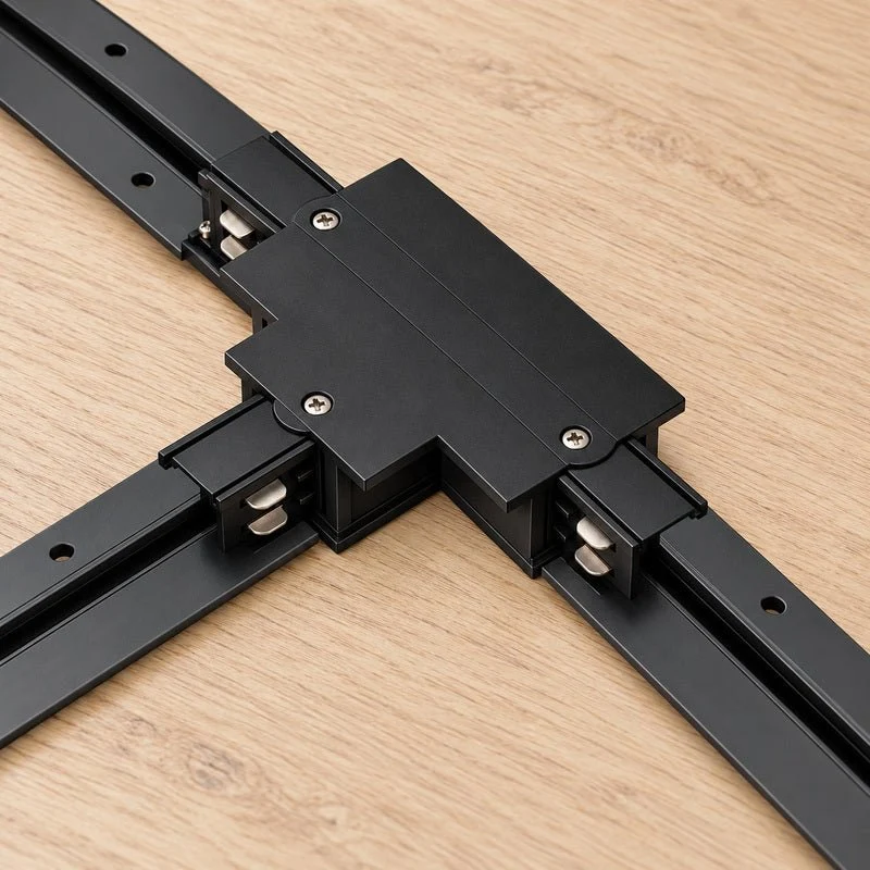 Connecteur T Rail Encastrable Triphasé Noir