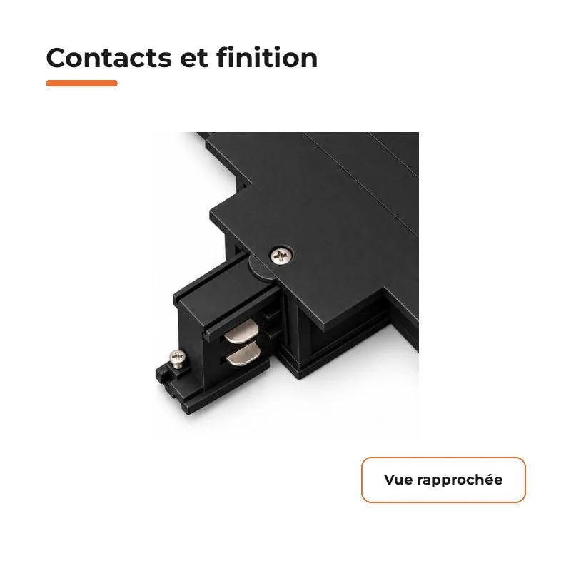 Connecteur T Rail Encastrable Triphasé Noir