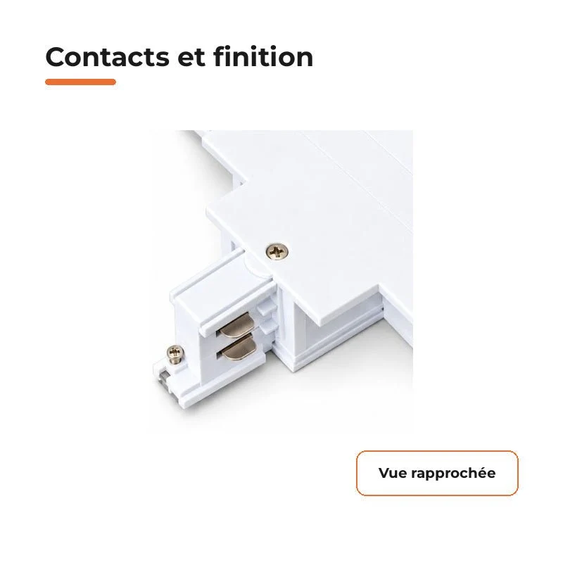 Connecteur T Rail Encastrable Triphasé Blanc