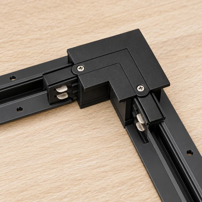 Connecteur L Rail Encastrable Triphasé Angle 90° Noir