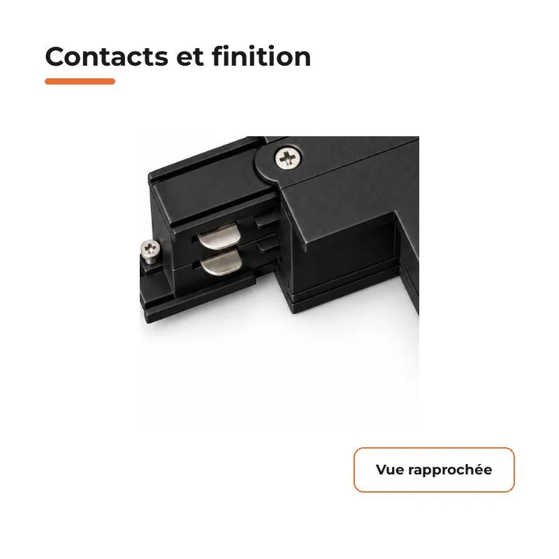 Connecteur L Rail Encastrable Triphasé Angle 90° Noir