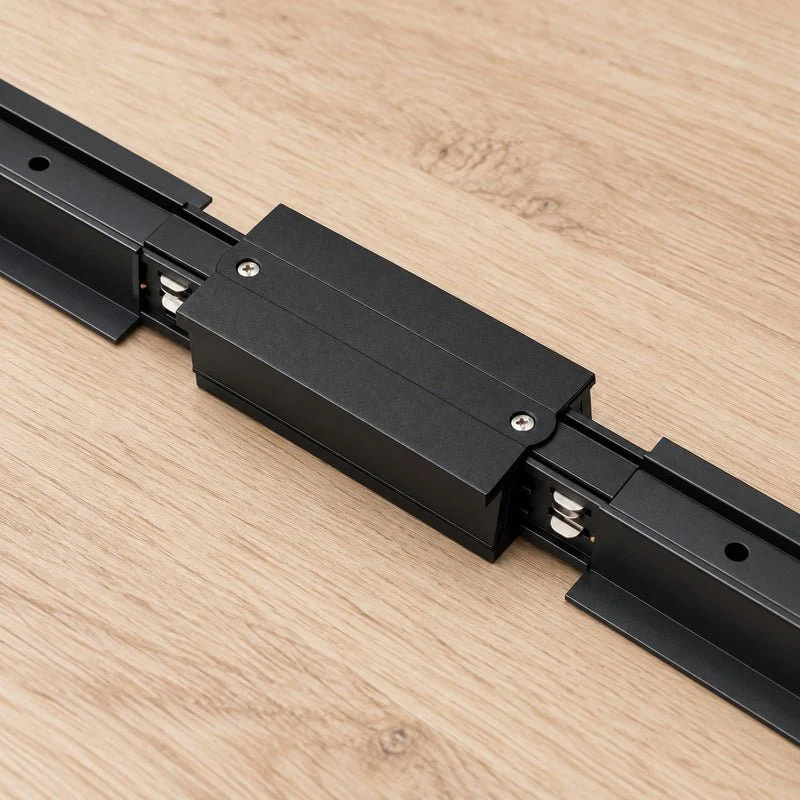 Connecteur Droit Rail Encastrable Triphasé Noir