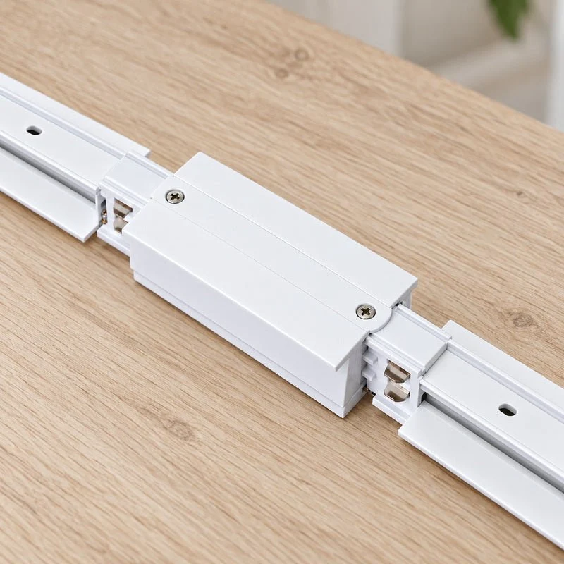 Connecteur Droit Rail Encastrable Triphasé Blanc