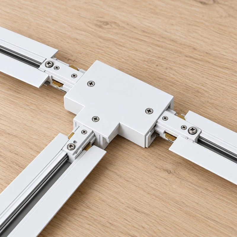 Connecteur T Rail Encastrable Monophasé Blanc